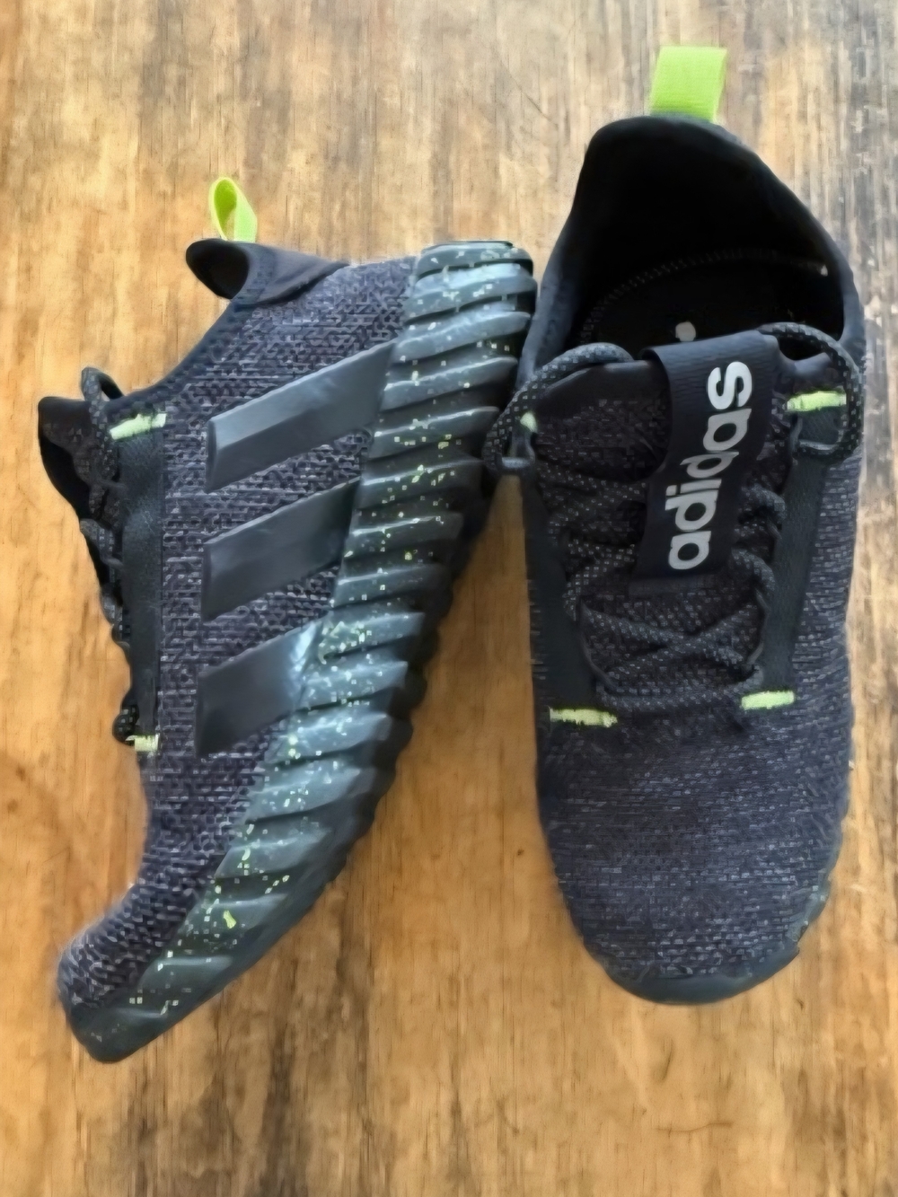 Adidas Kids Black & Neon Green Logo Sneakers - Picture 4 of 5